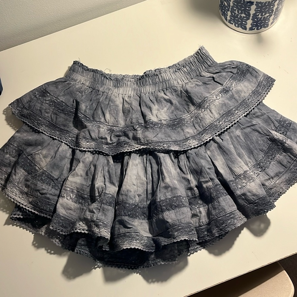 Love shack fancy blue tye dye skirt